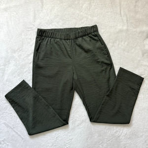H&M Olive Green Elastic Waist Pull On Pants with Pockets Womens Size US 8